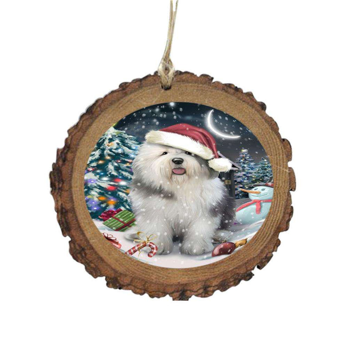 Have a Holly Jolly Christmas Happy Holidays Old English Sheepdog Wooden Christmas Ornament WOR48179