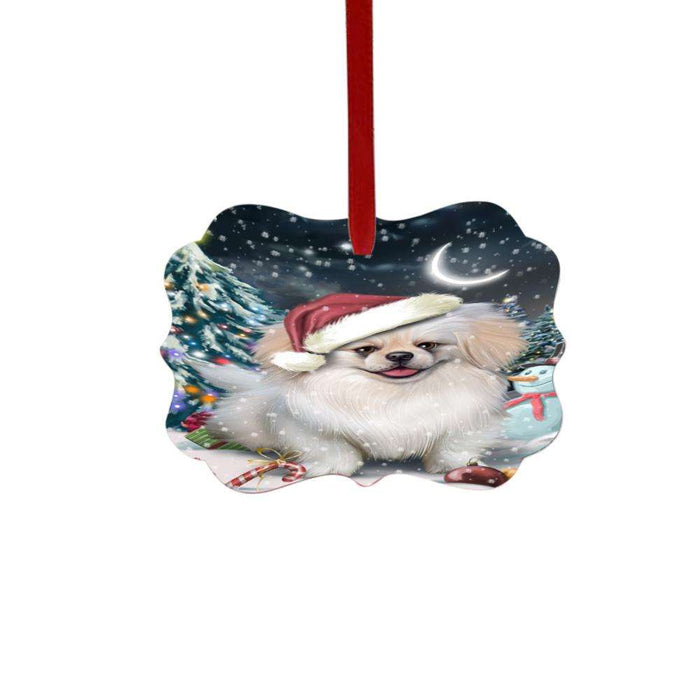 Have a Holly Jolly Christmas Happy Holidays Pekingese Dog Double-Sided Photo Benelux Christmas Ornament LOR48181
