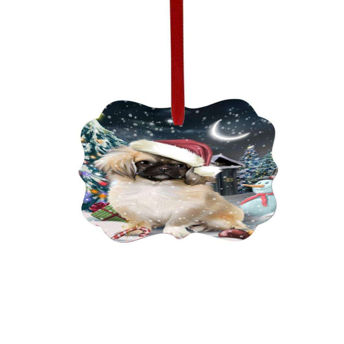 Have a Holly Jolly Christmas Happy Holidays Pekingese Dog Double-Sided Photo Benelux Christmas Ornament LOR48183
