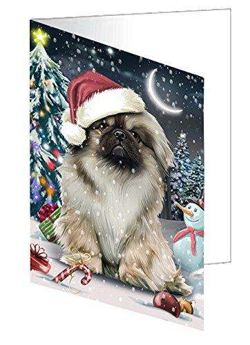 Have a Holly Jolly Christmas Happy Holidays Pekingese Dog Handmade Artwork Assorted Pets Greeting Cards and Note Cards with Envelopes for All Occasions and Holiday Seasons GCD550