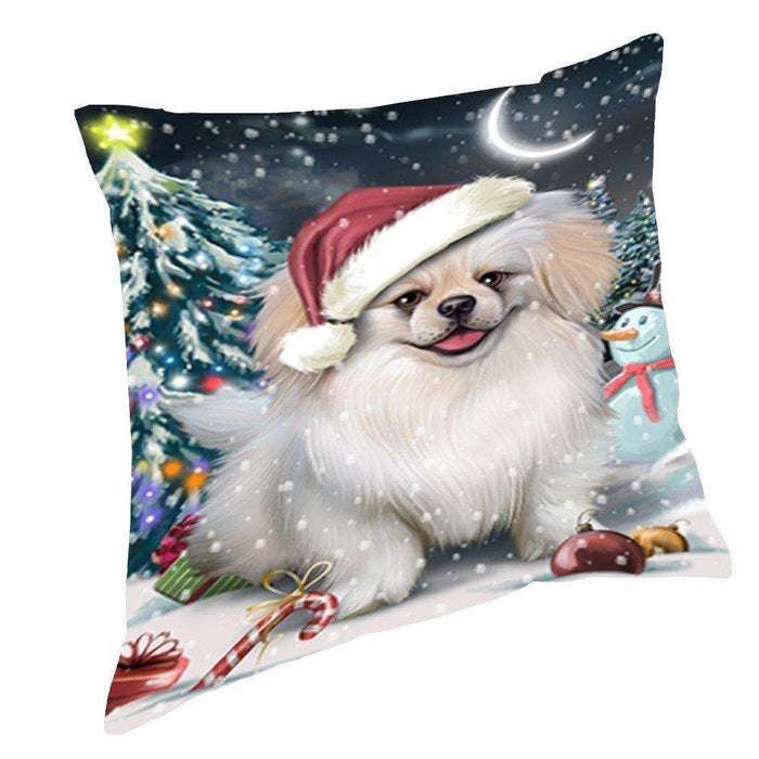 Have a Holly Jolly Christmas Happy Holidays Pekingese Dog Throw Pillow PIL516