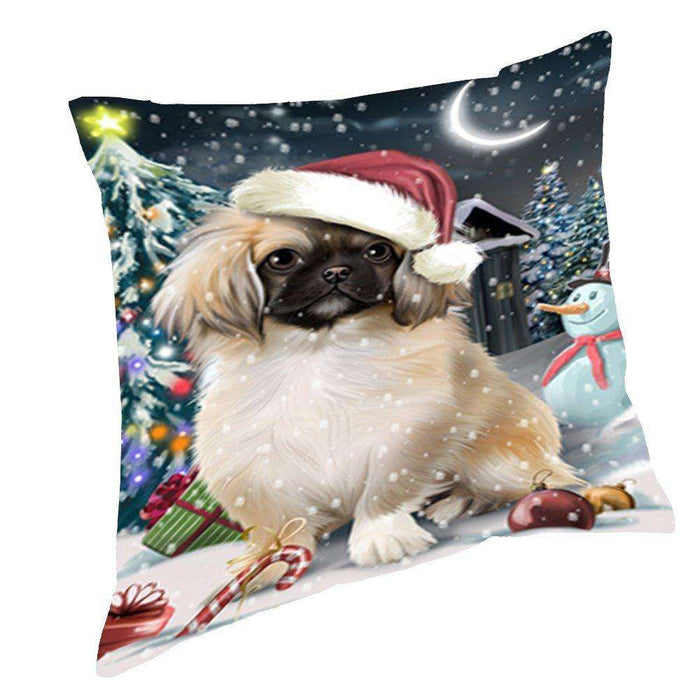 Have a Holly Jolly Christmas Happy Holidays Pekingese Dog Throw Pillow PIL524