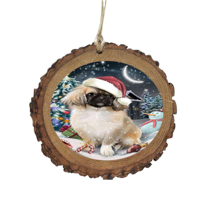 Have a Holly Jolly Christmas Happy Holidays Pekingese Dog Wooden Christmas Ornament WOR48183