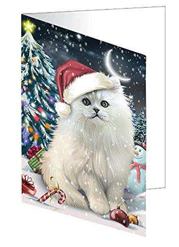Have a Holly Jolly Christmas Happy Holidays Persian Cat Handmade Artwork Assorted Pets Greeting Cards and Note Cards with Envelopes for All Occasions and Holiday Seasons GCD575