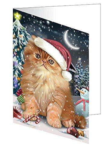 Have a Holly Jolly Christmas Happy Holidays Persian Cat Handmade Artwork Assorted Pets Greeting Cards and Note Cards with Envelopes for All Occasions and Holiday Seasons GCD585