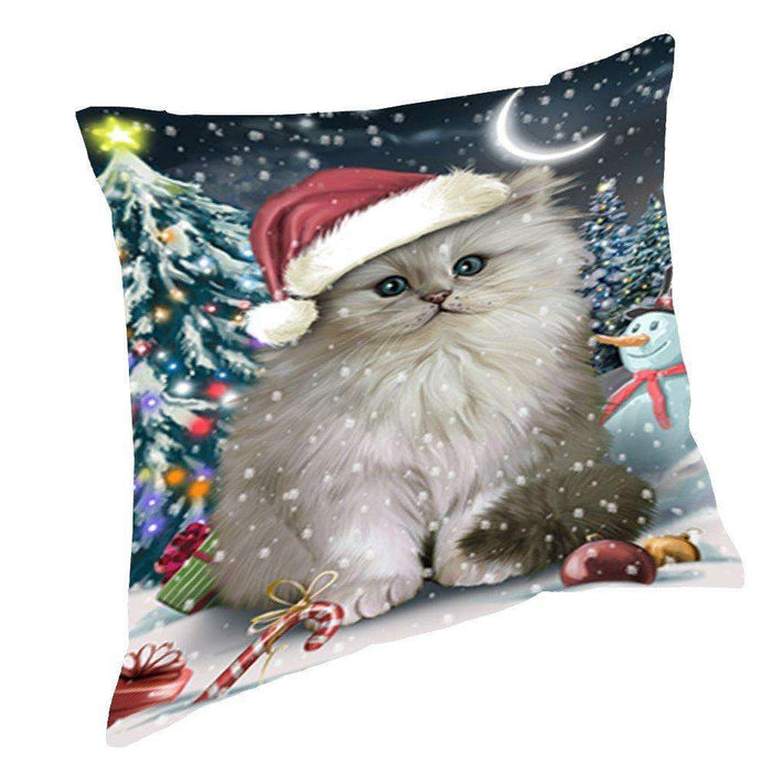 Have a Holly Jolly Christmas Happy Holidays Persian Cat Throw Pillow PIL528