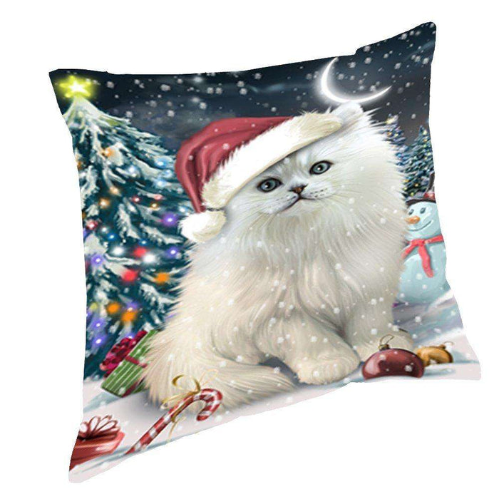 Have a Holly Jolly Christmas Happy Holidays Persian Cat Throw Pillow PIL532