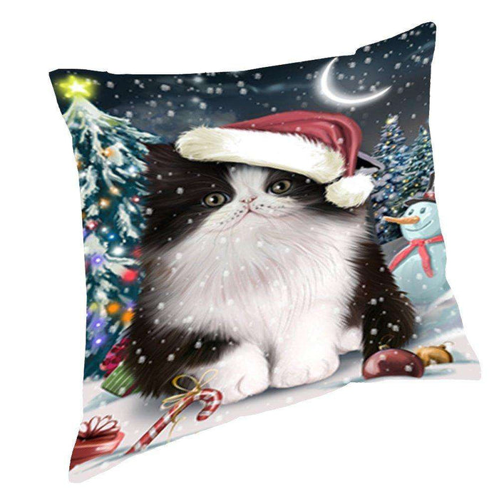 Have a Holly Jolly Christmas Happy Holidays Persian Cat Throw Pillow PIL536