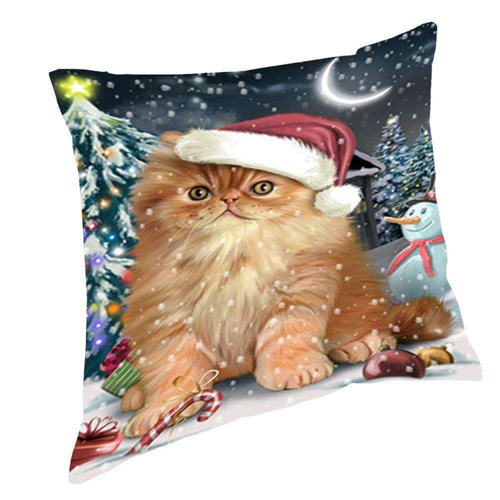 Have a Holly Jolly Christmas Happy Holidays Persian Cat Throw Pillow PIL540