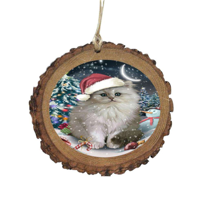 Have a Holly Jolly Christmas Happy Holidays Persian Cat Wooden Christmas Ornament WOR48184
