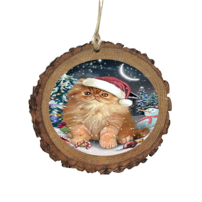 Have a Holly Jolly Christmas Happy Holidays Persian Cat Wooden Christmas Ornament WOR48187