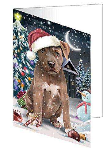 Have a Holly Jolly Christmas Happy Holidays Pit Bull Dog Handmade Artwork Assorted Pets Greeting Cards and Note Cards with Envelopes for All Occasions and Holiday Seasons GCD345