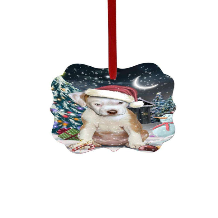 Have a Holly Jolly Christmas Happy Holidays Pit Bull Dog Double-Sided Photo Benelux Christmas Ornament LOR48188