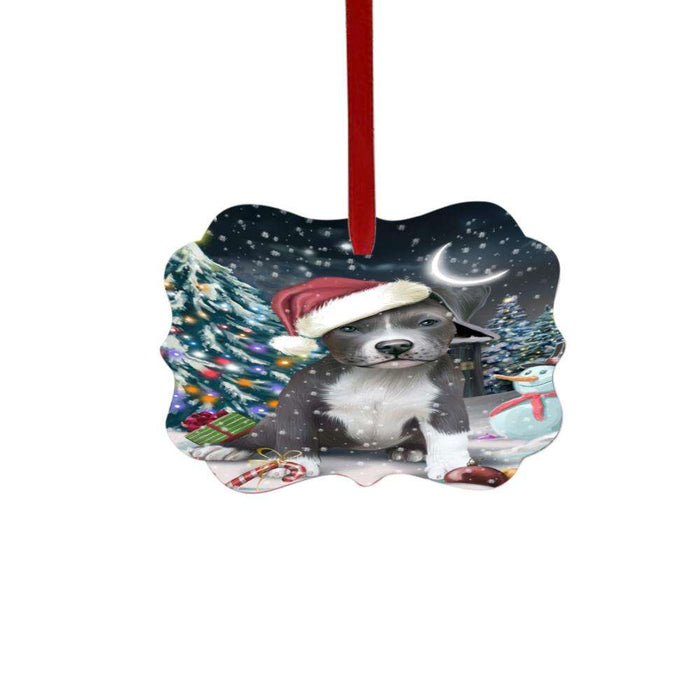 Have a Holly Jolly Christmas Happy Holidays Pit Bull Dog Double-Sided Photo Benelux Christmas Ornament LOR48190