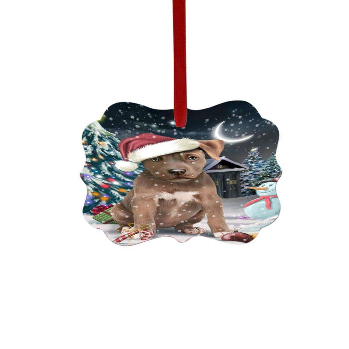 Have a Holly Jolly Christmas Happy Holidays Pit Bull Dog Double-Sided Photo Benelux Christmas Ornament LOR48191