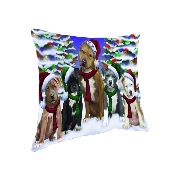 Have a Holly Jolly Christmas Happy Holidays Pit Bull Dog Throw Pillow PIL1700
