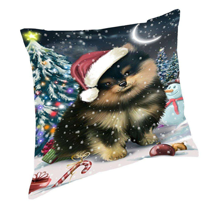 Have a Holly Jolly Christmas Happy Holidays Pomeranian Dog Throw Pillow PIL560