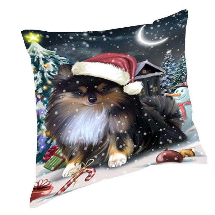 Have a Holly Jolly Christmas Happy Holidays Pomeranian Dog Throw Pillow PIL568