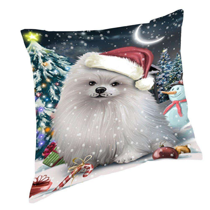 Have a Holly Jolly Christmas Happy Holidays Pomeranian Dog Throw Pillow PIL572