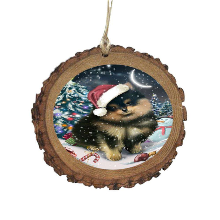 Have a Holly Jolly Christmas Happy Holidays Pomeranian Dog Wooden Christmas Ornament WOR48192