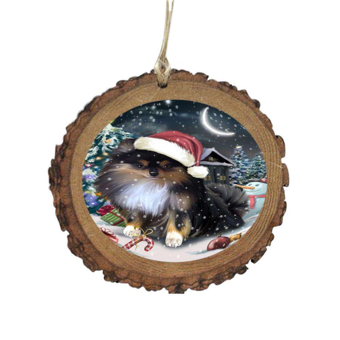 Have a Holly Jolly Christmas Happy Holidays Pomeranian Dog Wooden Christmas Ornament WOR48194