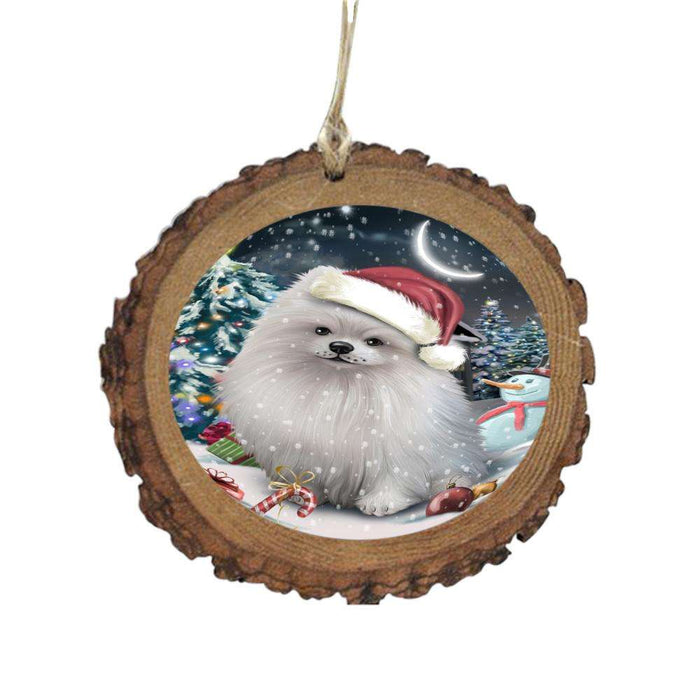 Have a Holly Jolly Christmas Happy Holidays Pomeranian Dog Wooden Christmas Ornament WOR48195
