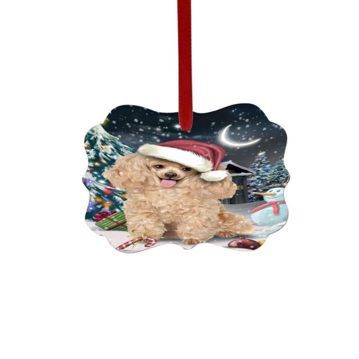 Have a Holly Jolly Christmas Happy Holidays Poodle Dog Double-Sided Photo Benelux Christmas Ornament LOR48199