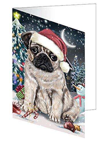 Have a Holly Jolly Christmas Happy Holidays Pug Dog Handmade Artwork Assorted Pets Greeting Cards and Note Cards with Envelopes for All Occasions and Holiday Seasons GCD2845