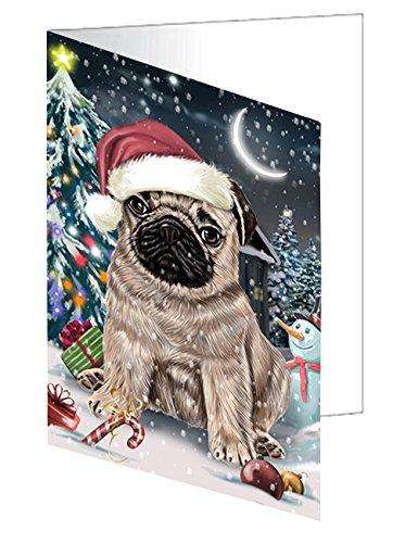 Have a Holly Jolly Christmas Happy Holidays Pug Dog Handmade Artwork Assorted Pets Greeting Cards and Note Cards with Envelopes for All Occasions and Holiday Seasons GCD2855