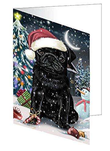 Have a Holly Jolly Christmas Happy Holidays Pug Dog Handmade Artwork Assorted Pets Greeting Cards and Note Cards with Envelopes for All Occasions and Holiday Seasons GCD2860