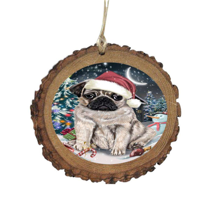 Have a Holly Jolly Christmas Happy Holidays Pug Dog Wooden Christmas Ornament WOR48316