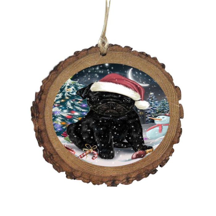 Have a Holly Jolly Christmas Happy Holidays Pug Dog Wooden Christmas Ornament WOR48317