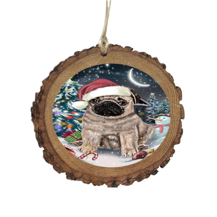 Have a Holly Jolly Christmas Happy Holidays Pug Dog Wooden Christmas Ornament WOR48318