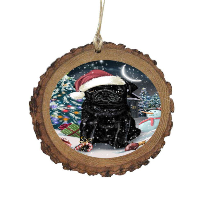 Have a Holly Jolly Christmas Happy Holidays Pug Dog Wooden Christmas Ornament WOR48319
