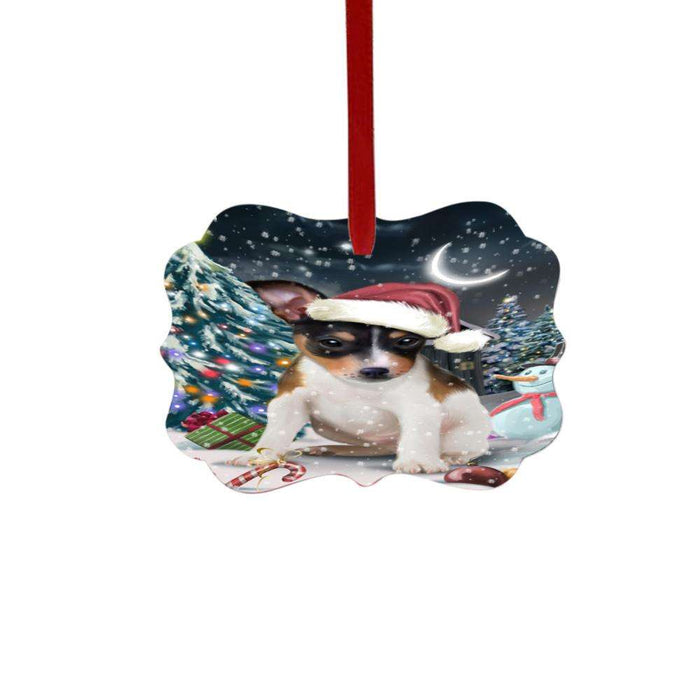 Have a Holly Jolly Christmas Happy Holidays Rat Terrier Dog Double-Sided Photo Benelux Christmas Ornament LOR48200