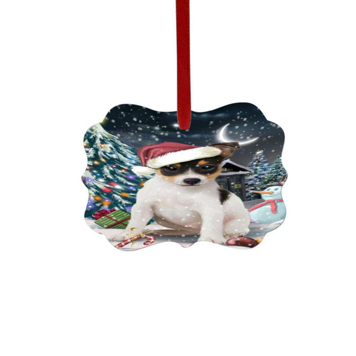 Have a Holly Jolly Christmas Happy Holidays Rat Terrier Dog Double-Sided Photo Benelux Christmas Ornament LOR48202