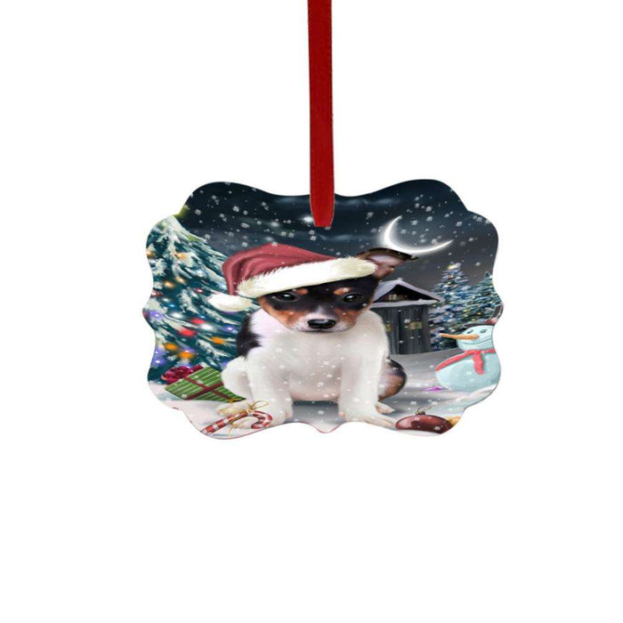 Have a Holly Jolly Christmas Happy Holidays Rat Terrier Dog Double-Sided Photo Benelux Christmas Ornament LOR48203