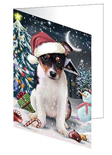 Have a Holly Jolly Christmas Happy Holidays Rat Terrier Dog Handmade Artwork Assorted Pets Greeting Cards and Note Cards with Envelopes for All Occasions and Holiday Seasons GCD2560