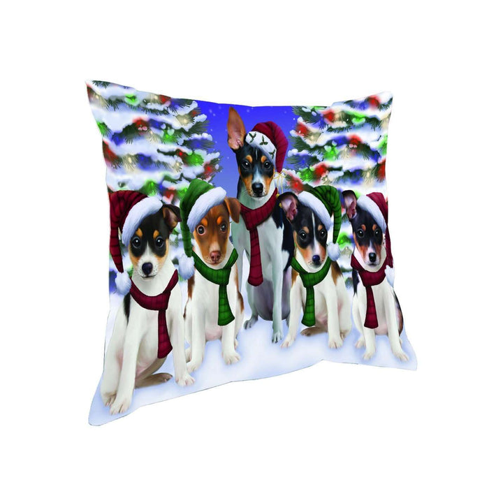 Have a Holly Jolly Christmas Happy Holidays Rat Terrier Dog Throw Pillow PIL1708