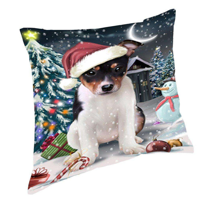 Have a Holly Jolly Christmas Happy Holidays Rat Terrier Dog Throw Pillow PIL604