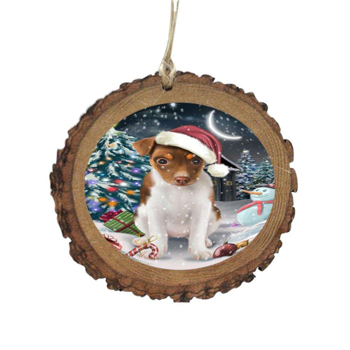 Have a Holly Jolly Christmas Happy Holidays Rat Terrier Dog Wooden Christmas Ornament WOR48201