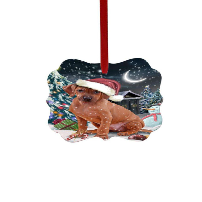 Have a Holly Jolly Christmas Happy Holidays Rhodesian Ridgeback Dog Double-Sided Photo Benelux Christmas Ornament LOR48204