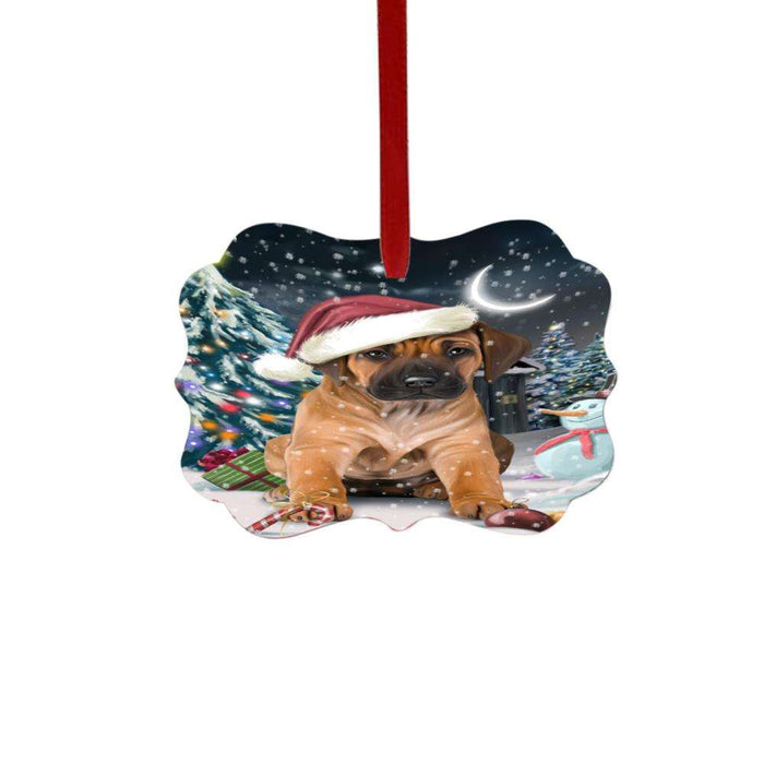 Have a Holly Jolly Christmas Happy Holidays Rhodesian Ridgeback Dog Double-Sided Photo Benelux Christmas Ornament LOR48206