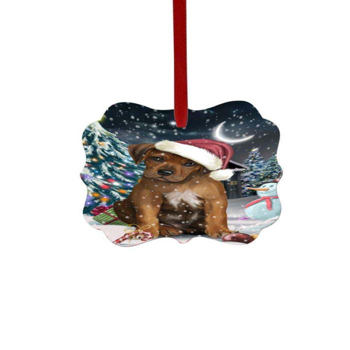Have a Holly Jolly Christmas Happy Holidays Rhodesian Ridgeback Dog Double-Sided Photo Benelux Christmas Ornament LOR48207