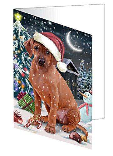 Have a Holly Jolly Christmas Happy Holidays Rhodesian Ridgeback Dog Handmade Artwork Assorted Pets Greeting Cards and Note Cards with Envelopes for All Occasions and Holiday Seasons GCD370
