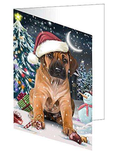 Have a Holly Jolly Christmas Happy Holidays Rhodesian Ridgeback Dog Handmade Artwork Assorted Pets Greeting Cards and Note Cards with Envelopes for All Occasions and Holiday Seasons GCD380