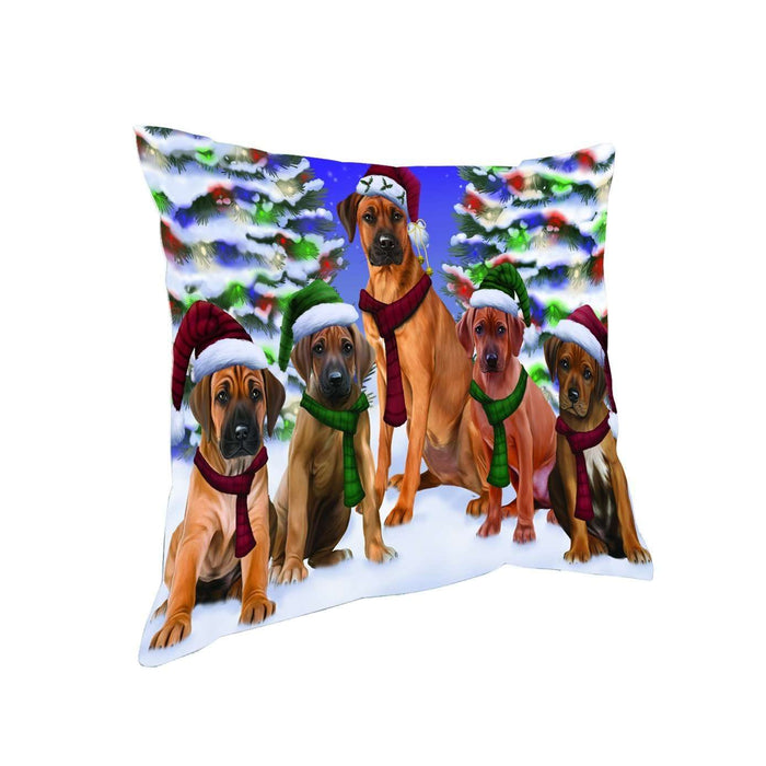 Have a Holly Jolly Christmas Happy Holidays Rhodesian Ridgeback Dog Throw Pillow PIL1712