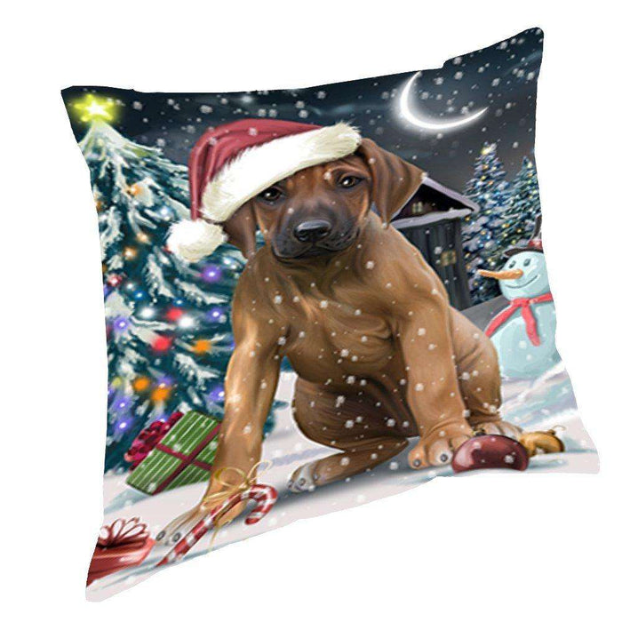 Have a Holly Jolly Christmas Happy Holidays Rhodesian Ridgeback Dog Throw Pillow PIL612