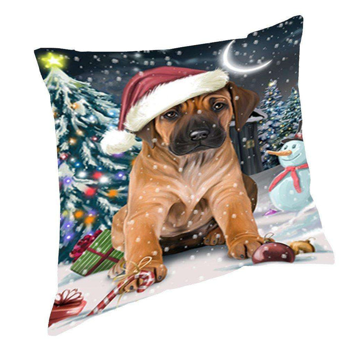 Have a Holly Jolly Christmas Happy Holidays Rhodesian Ridgeback Dog Throw Pillow PIL616