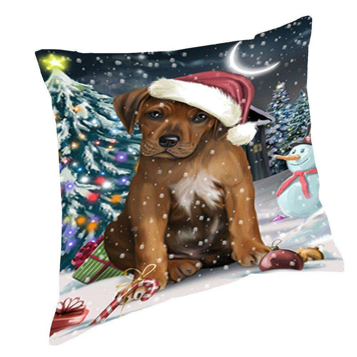 Have a Holly Jolly Christmas Happy Holidays Rhodesian Ridgeback Dog Throw Pillow PIL620